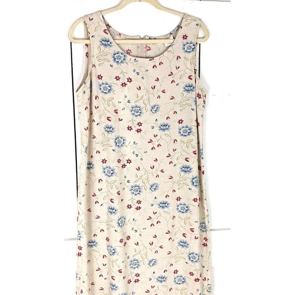 90s vintage Bobbie Brooks floral sleeveless long column dress large 12/14 - Picture 3 of 5